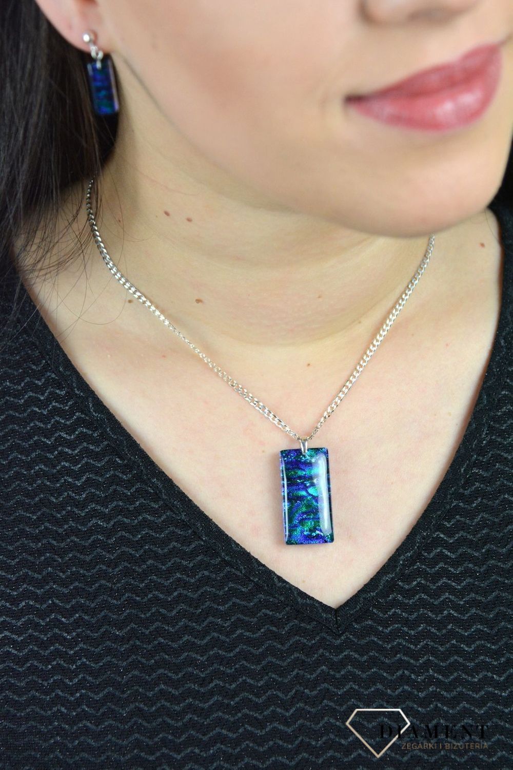 Zawieszka szkło weneckie 'Mieniąca się zieleń z fioletem' Murano 52.jpg